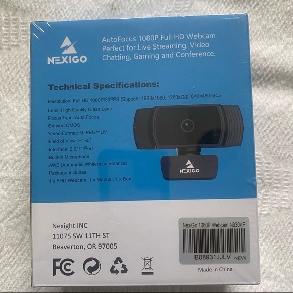Webcam NEXIGO Auto Focus FHD Webcam N930AF New in package School Meetings Home - Picture 9 of 10
